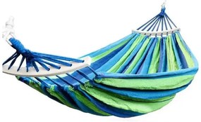 Modro-zelená hojdacia sieť s vankúšom HAMAK pre 2 osoby 260x150 cm