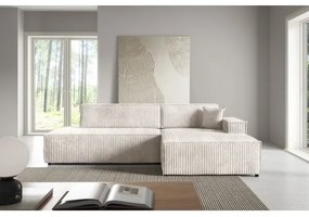 Rozkladacia rohová sedacia súprava s úložným priestorom v tvare L TERAMO pravá béžová