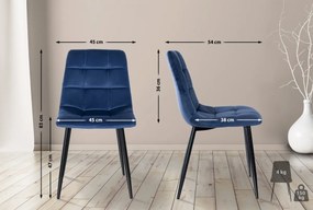 Jedálenská stolička Tilde - zamat, kovové nohy čierne - Modrá