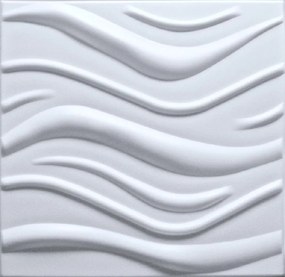 Stropné panely 3D XPS 0002, rozmer 50 cm x 50 cm, WAVE biely, IMPOL TRADE