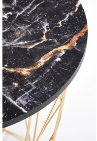 Konferenčný stolík HARISSA 41x42 cm zlatá/čierny dekor mramoru