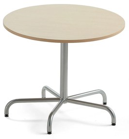 Stôl PLURAL, Ø900x720 mm, HPL - breza, strieborná