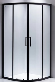 BPS-koupelny Štvrťkruhový sprchový kút HYD-RK01B 90x90 cm čierna/transparent + vanička HYD-RSV-SXL01B biela
