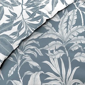 Biele/modré bavlnené obliečky na dvojlôžko/predĺžené 240x220 cm Hera – douceur d'intérieur