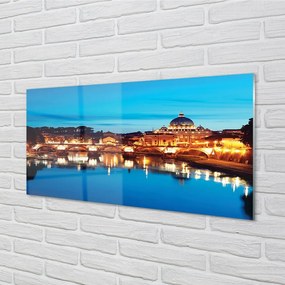 Sklenený obraz Rome River mosty západ slnka 100x50 cm