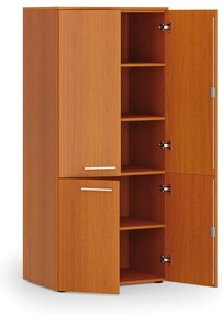 Kancelárska policová skriňa PRIMO WOOD, polené dvere, 800 x 500 x 1781 mm, čerešňa