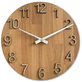 Dubové hodiny na stenu s veľkými číslicami I SENTOP MAS017-natural3041-hands/silver