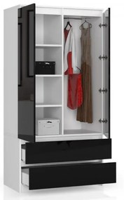 Skriňa S 90 cm 2D 2SZ CLP čierna, lesk