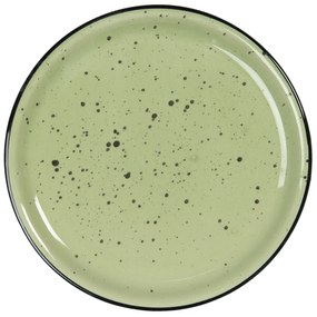 Zelený keramický tanier s machuľa Printemps - Ø 22 * 3 cm