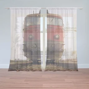 Sablio Záclony Červený vlak na koľajniciach: 2ks 150x250cm