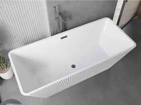 Mexen Tava, voľne stojaca ryhovaná vaňa 170 x 75 cm, biela lesklá, brúsený grafit prepad, 52851707500-66
