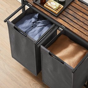 Kôš na bielizeň s 2 priehradkami, kôs na prádlo, 2 x 46 l, sivý