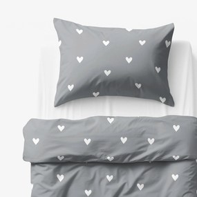 Goldea detské bavlnené obliečky - srdiečka na sivom 150 x 200 a 50 x 60 cm