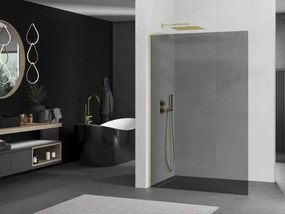 Mexen Kioto L, sprchová zástena Walk-In 90 x 200 cm, 8mm šedé sklo, zlatý matný profil, 800-090-103-55-40