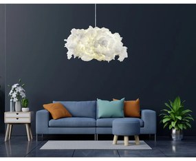 Biele závesné svietidlo s textilným tienidlom Serenity – Opviq lights