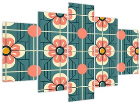 Obraz - Retro vzor s kvetmi (150x105 cm)