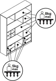 Regál / knižnica Sten 2, dub sonoma/biela