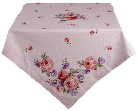Ružový bavlnený obrus na stôl s ružami Dotty Rose - 150*250 cm