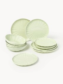 Súprava riadu's reliéfom z porcelánu Sali, 4 osoby (12 dielov)