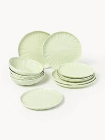 Súprava riadu's reliéfom z porcelánu Sali, 4 osoby (12 dielov)