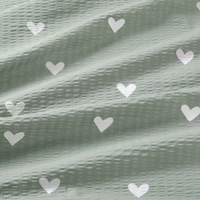 Goldea bavlnený krep - srdiečka na šalviovo zelenom 160 cm
