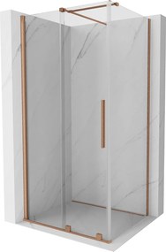 Mexen Velar, sprchový kút s posuvnými dverami 110(dvere) x 90(stena) cm, 8mm číre sklo, medená matná, 871-110-090-01-65