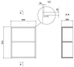 Cersanit Larga, modulárna závesná bočná otvorená skrinka 20cm, biela, S932-093