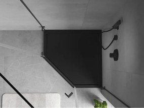Mexen Flow, päťuholníková sprchová vanička slim 80 x 80 cm, čierna matná, 46P708080