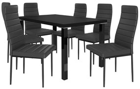Jedálenský set 1 + 6 Belini čierny / čierne Moderno MOD/0/ZES/B/6B