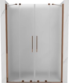 Mexen Velar Duo, posuvné sprchové dvere do otvoru 150 cm, 8mm sklo námraza, ružové zlato, 871-150-000-32-60