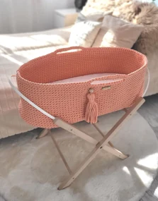 My Sweet Baby Mojžišový košík BOHO Ručne vyrobený so stojanom - lososový