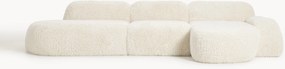 Modulárna plyšová rohová pohovka's ležadlovým koncom Wolke (4-miestna)