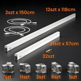 LED stropné svietidlo LED/384W/85-265V 6500K 484x243 cm CRI 90 IP54 biela