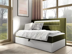 Kontinentálna jednolôžková posteľ Junior Ribezo 2, Rozmer postele: 100x200, Dostupné poťahy: ekokoža Soft 017 (biela) + Fresh 12
