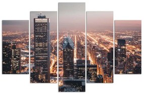 Obraz na plátně pětidílný Skyline City Architecture - 100x70 cm