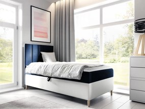Kontinentálna posteľ Junior Kamire 1, Strana: ľavá, Rozmer postele: 90x200, Dostupné poťahy: ekokoža Soft 017 (biela) + Fresh 11