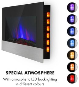 Klarstein Basel Baseline, elektrický krb, 2000 W, 2 úrovne ohrevu, termostat, sklo, ušľachtilá oceľ