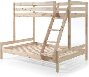 Poschodová detská posteľ z borovicového dreva 140x200/90x200 cm v prírodnej farbe Pino - Vipack