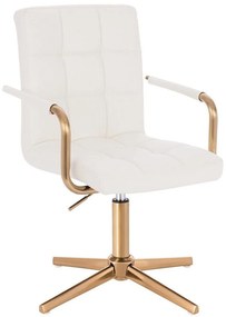 LuxuryForm DESIGN Otočná stolička VERONA GOLD na zlatom kríži - biela
