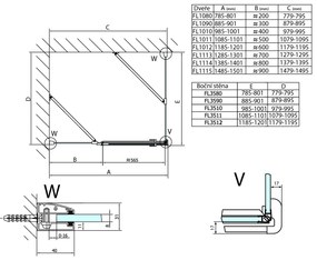 Polysan Polysan, FORTIS LINE sprchové dvere 1000mm, číre sklo, pravé, FL1010R
