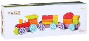 CUBIKA 12923 Dúhový vláčik s dvoma vagónmi - drevené puzzle 15 dielikov