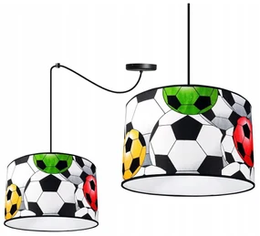 Detské závesné svietidlo Soccer Spider, 1x textilné tienidlo so vzorom, (výber z 2 farieb konštrukcie)