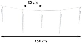 Vianočné svetielka 6,9 m/24 (72 led) teplá biela, 8 režimov svietenia, pamäťová funkcia