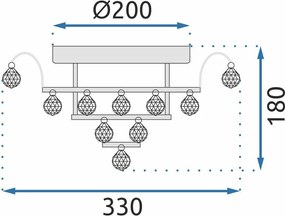 Toolight Toolight, krištáľové stropné svietidlo 35x35cm 3xE14 APP783-3C, chrómová, OSW-05034