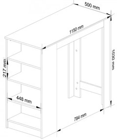 Barový stôl 115cm biely / dub sonoma