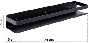 Polica MEGARA 30cm čierna