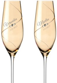 Dekorant Svadobné poháre na šampanské Silhouette City Amber s kamínky Swarovski 210ml 2KS