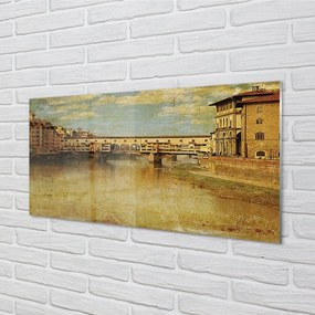 Sklenený obraz Italy River Mosty budovy 125x50 cm
