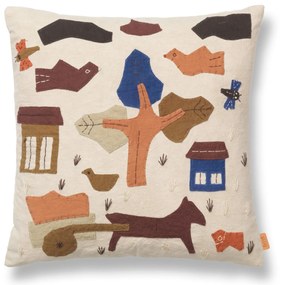 Ferm Living Vankúš z organickej bavlny Village OffWhite 40 x 40 cm