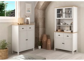 Biela/prírodná vysoká komoda z borovicového dreva 90x110 cm Misti – Marckeric